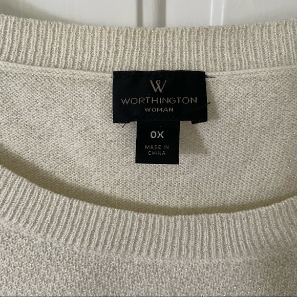 *DONATED* Worthington Women's Sweater | Cream with Shimmer Fabric - Picture 2 of 6